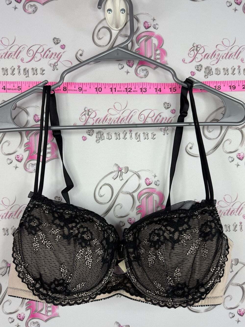Jezebel bra Lacie lace Black Lace Balconette Bra with Nude Lining